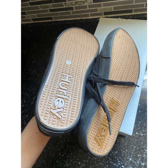 HURLEY MENS LACE UP CASUAL SNEAKERS ARLO LACE BLACK CANVAS SIZE 11 NEW - Picture 4 of 5